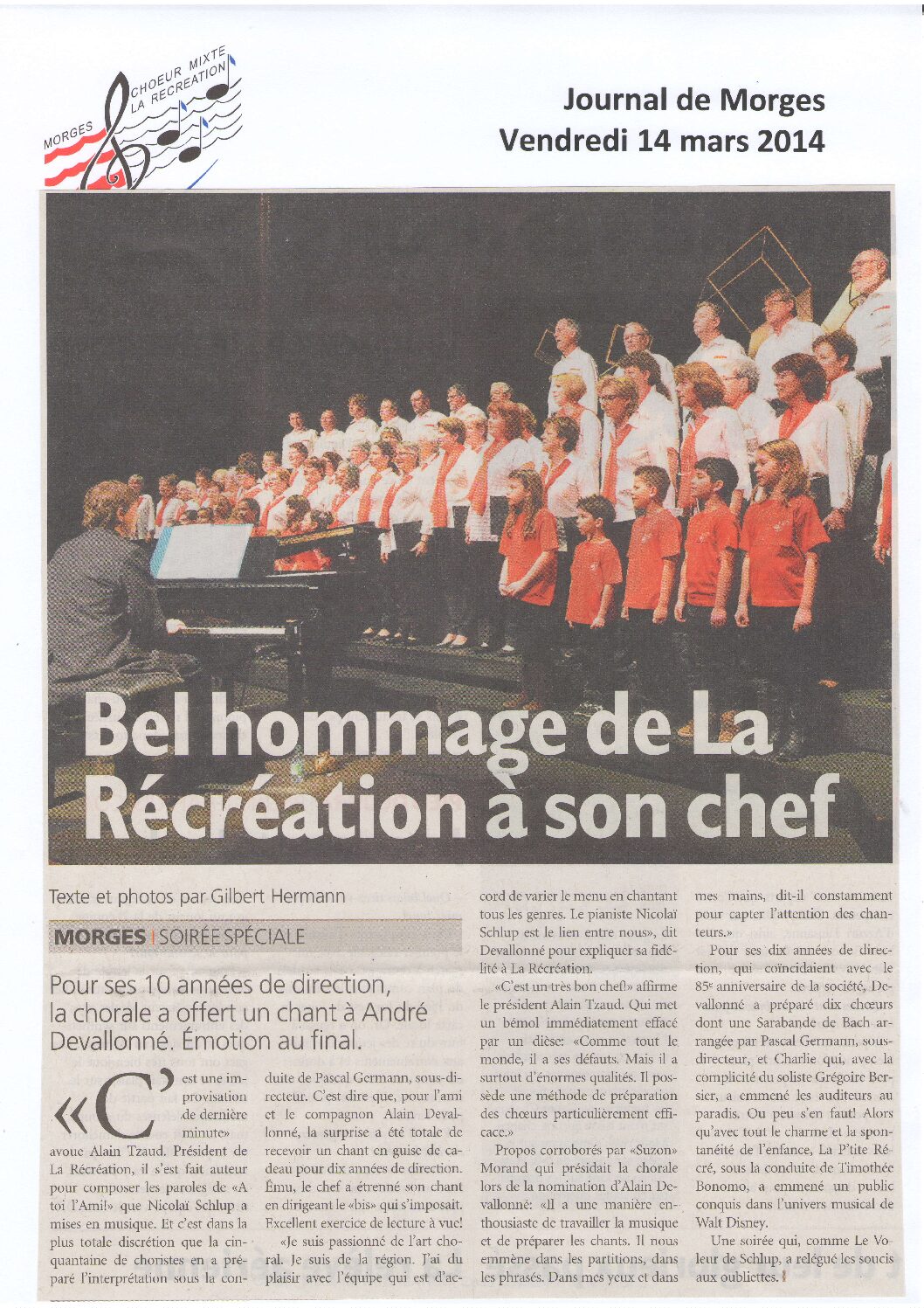 Bel hommage de la Récréation à son chef