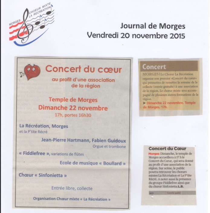 Journal de Morges : premier Concert du Cœur de Morges