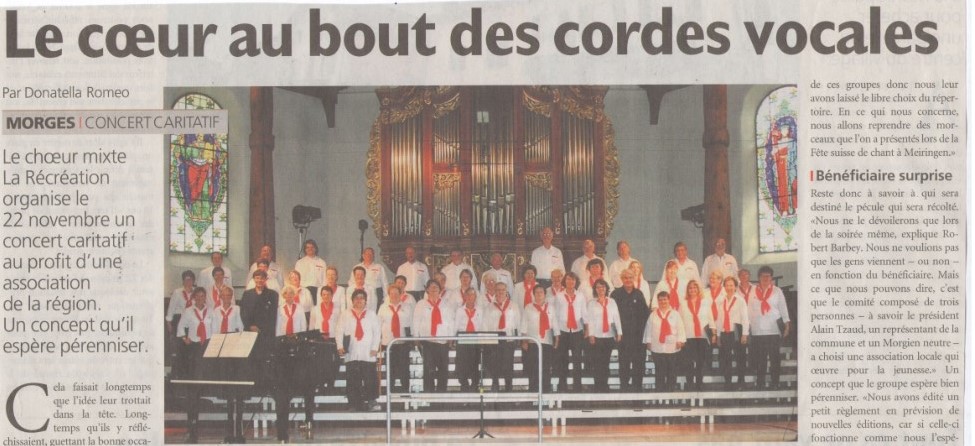 Coupure de presse associée à La Récréation et sa relève au cirque