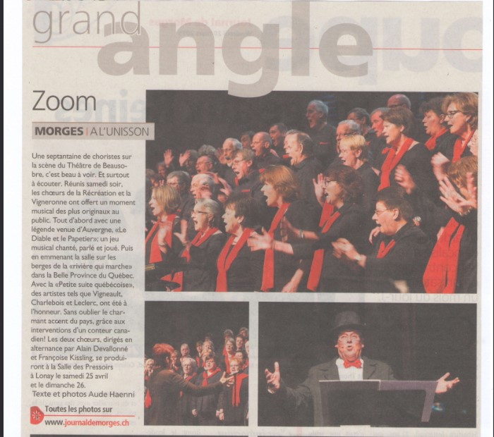 Journal de Morges : Grand angle, À l’unisson