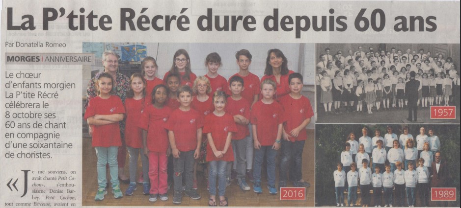 Journal de Morges : 60 ans de la P'tite Récré