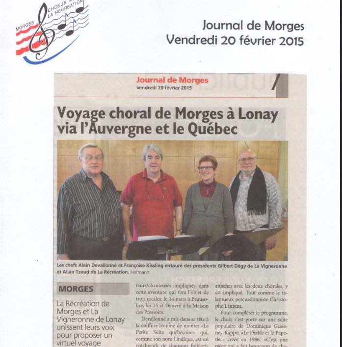 Journal de Morges : voyage choral de Morges à Lonay