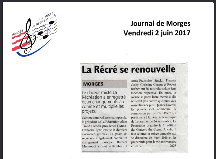 Journal de Morges : La Récré se renouvelle