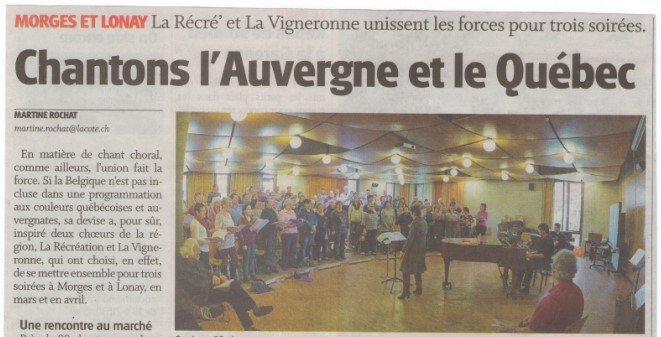 La Côte : Chantons l’Auvergne et le Québec